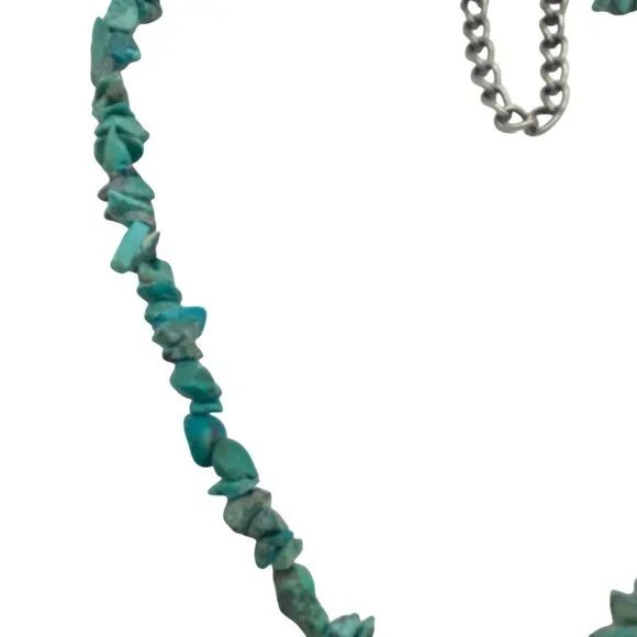 Turquoise Chip Necklace Mother Of Pearl Shell Pendant Boho Southwestern - Picture 7 of 12